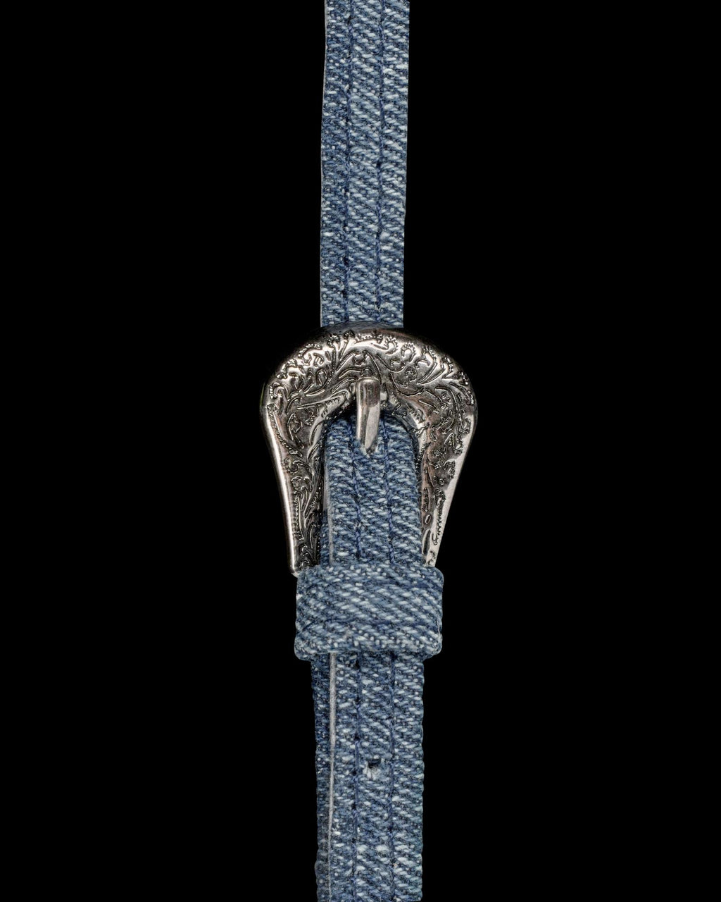 Closeup view of Denim Shoulder Bag - Medium Wash