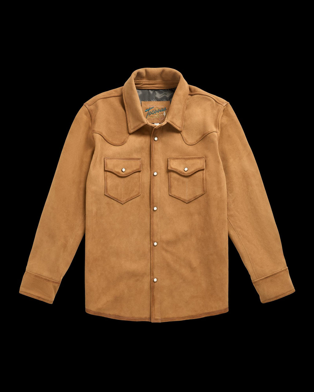 Front view of Men's Roughout Overshirt - Camel on plain background