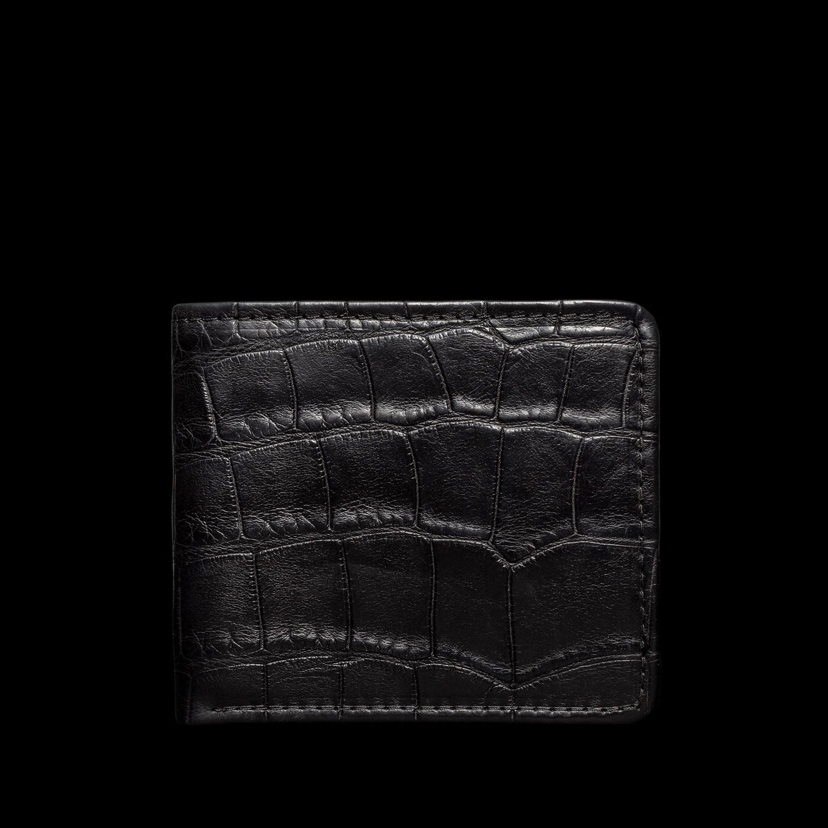 Front view of Alligator Billfold - Midnight on plain background