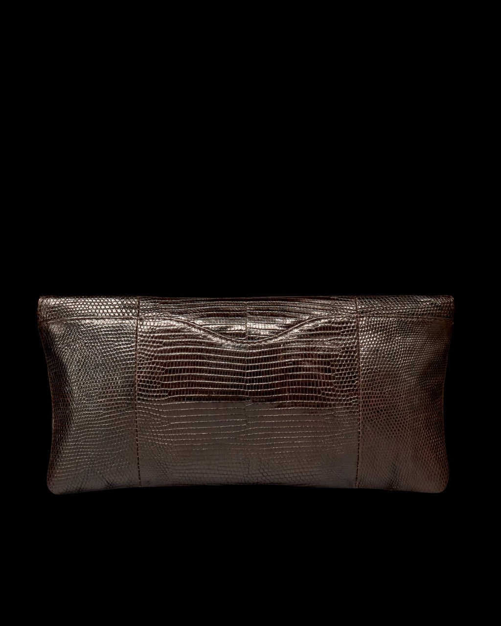 Back view of Lizard Clutch - Coffee on plain background