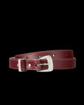 Front view of Women's Skinny 3 Piece Belt - Scarlet on plain background