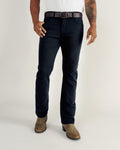 Front view of Men's Slim Straight Stretch Twill - Black on model