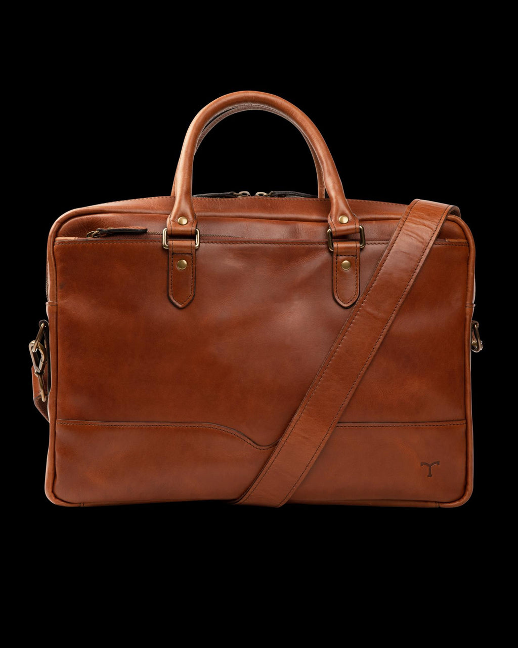 Front view of the Bartlett Slim Briefcase in Cognac