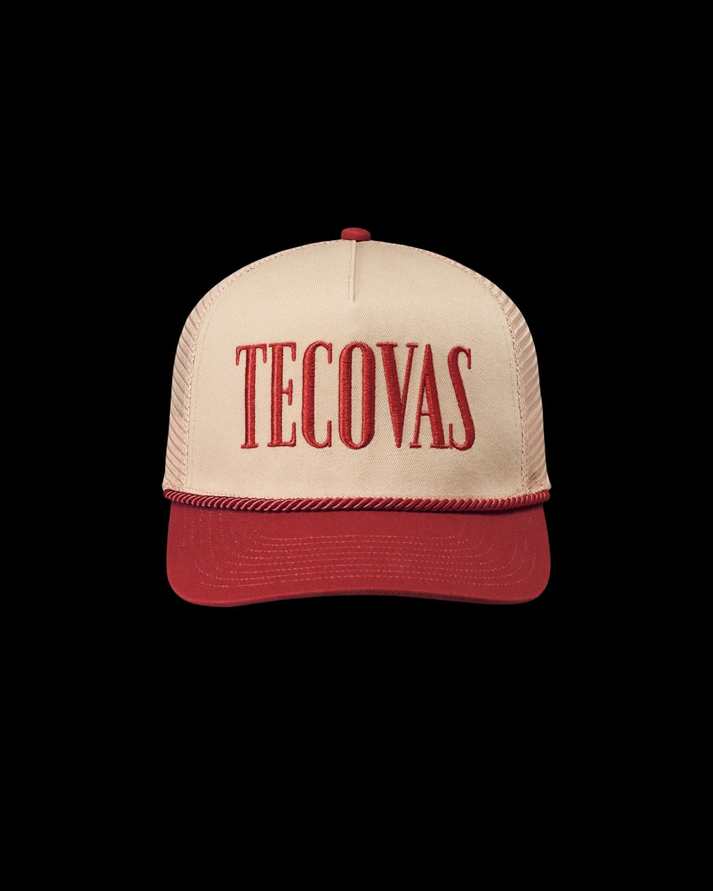 Front view of Tecovas Badge Trucker - Red on plain background