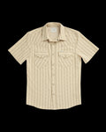 Closeup detail view of Men's Performance Western Short Sleeve Pearl Snap - Sandstone/Multi