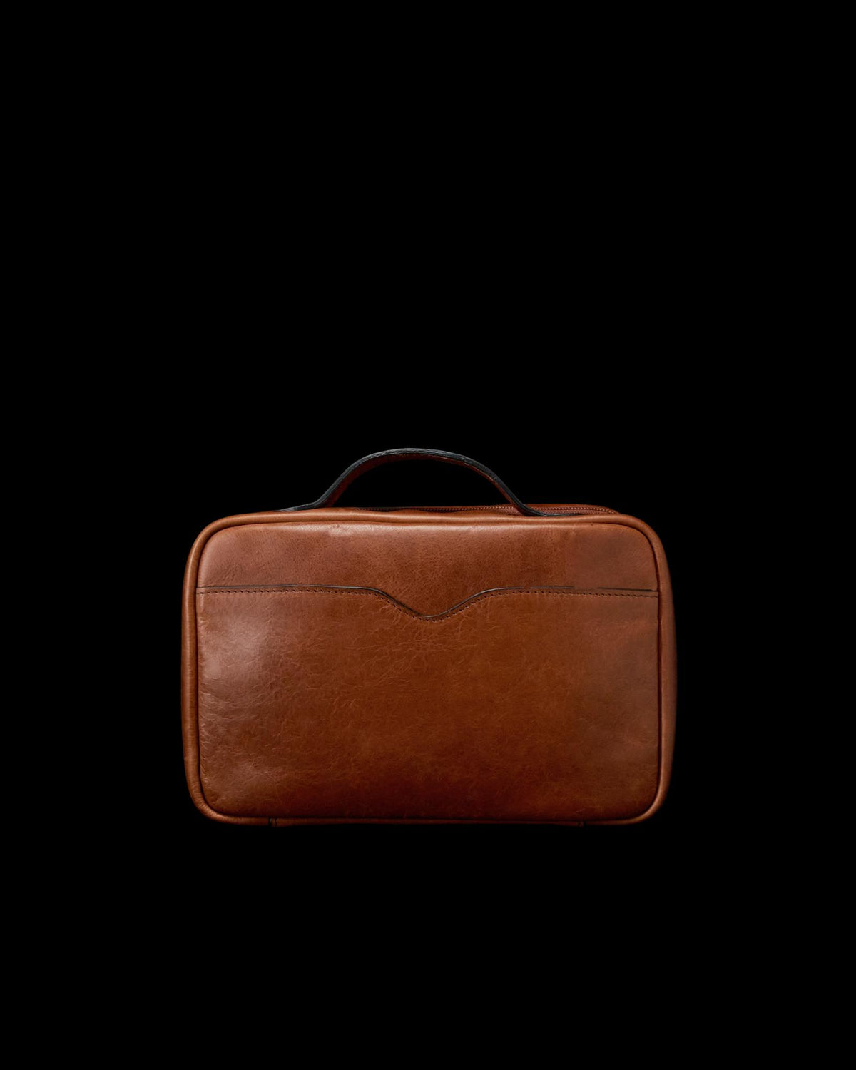 Back view of Bartlett Hanging Travel Kit - Cognac on plain background