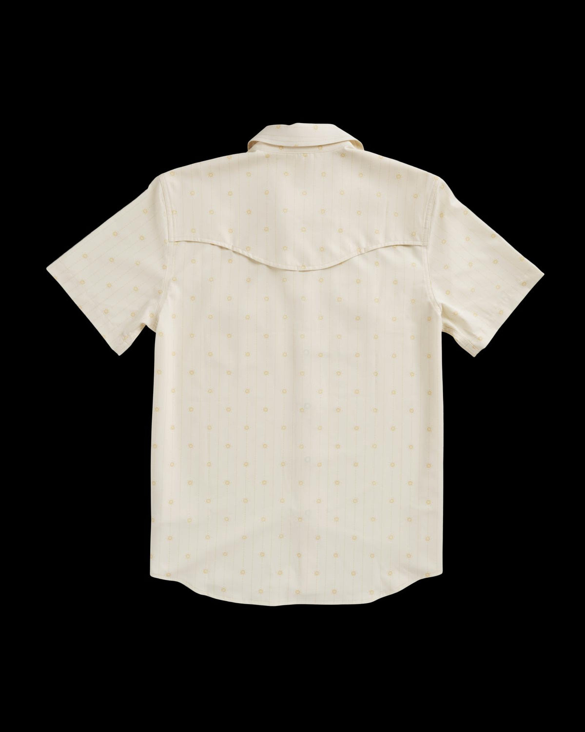 Closeup detail view of Men's Performance Western Short Sleeve Pearl Snap - Light Sand/Multi