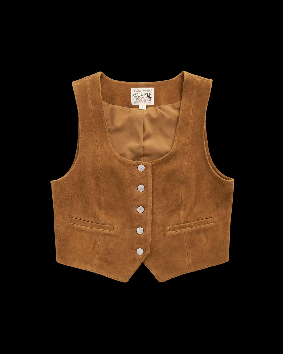 Front view of Women's Suede Vest - Sienna on plain background