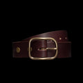 Front view of Harness Leather Belt - Umber on plain background