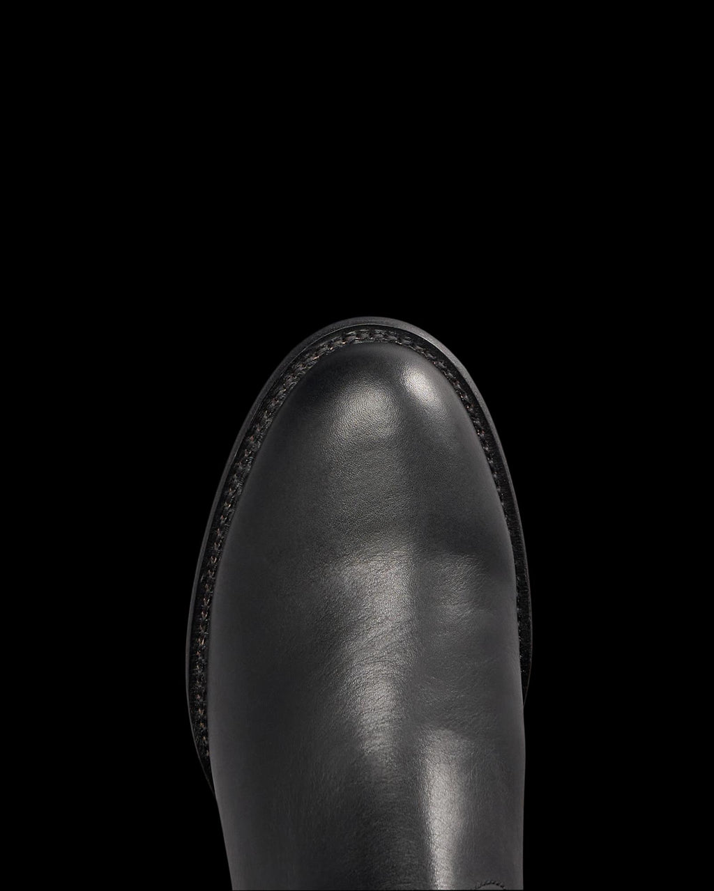 Toe view of The Glen - Midnight Cowhide on plain background