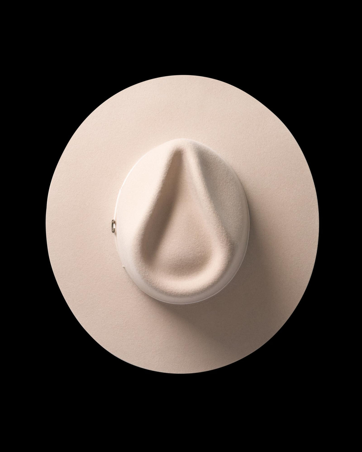 Top view of The Belle Wool Cowgirl Hat - Cream on plain background