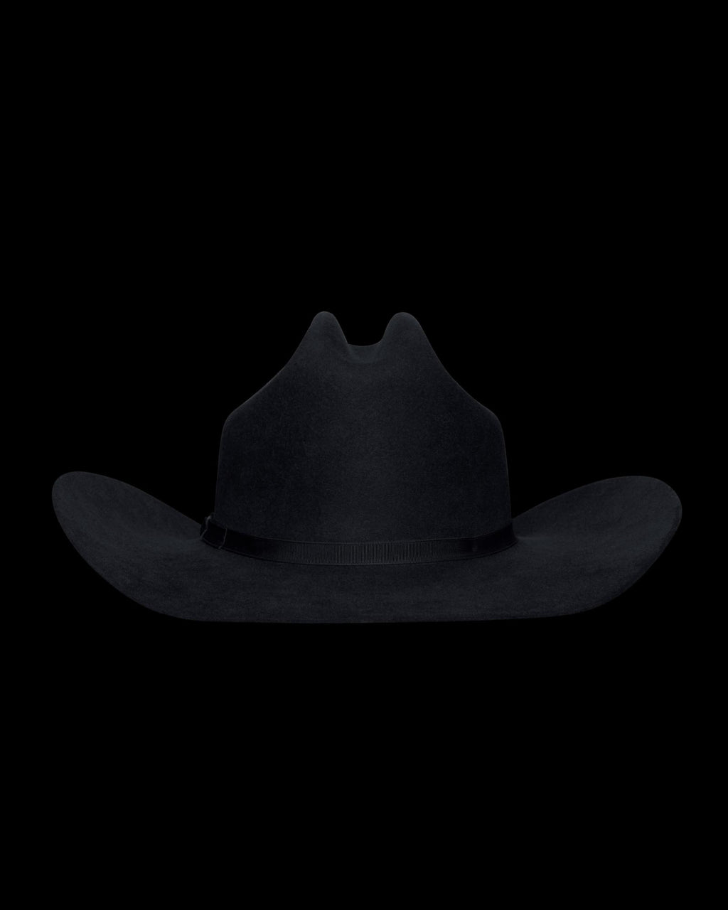 Back view of Cattleman Fur Cowboy Hat - Black on plain background