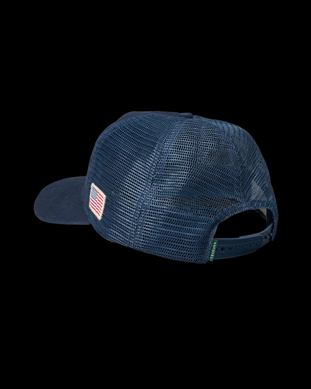 Quarterback view of Tecovas American Trucker - Washed Navy on plain background