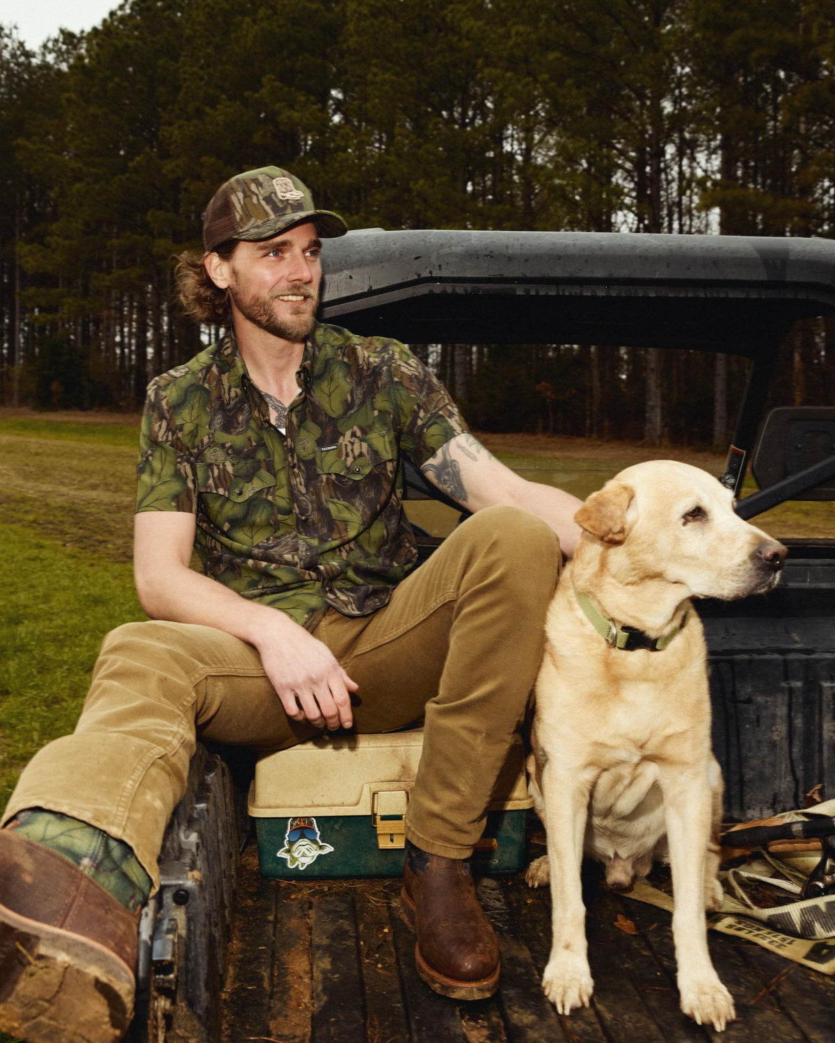 Full view of Tecovas x Mossy Oak Full Foliage Trucker - Full Foliage on plain background