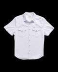 Closeup detail view of Men's Performance Western Pearl Snap SS - White