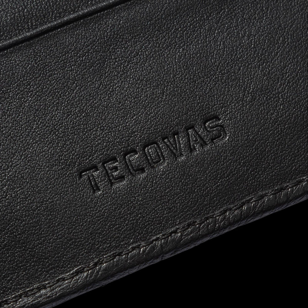 Closeup detail view of Ostrich Billfold - Midnight
