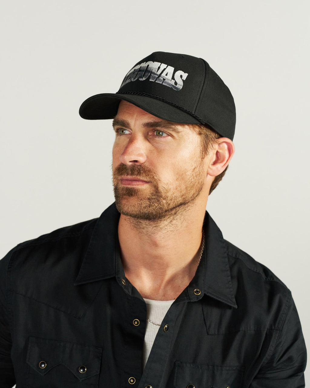 View of Tecovas Letter Fill Hat - Black