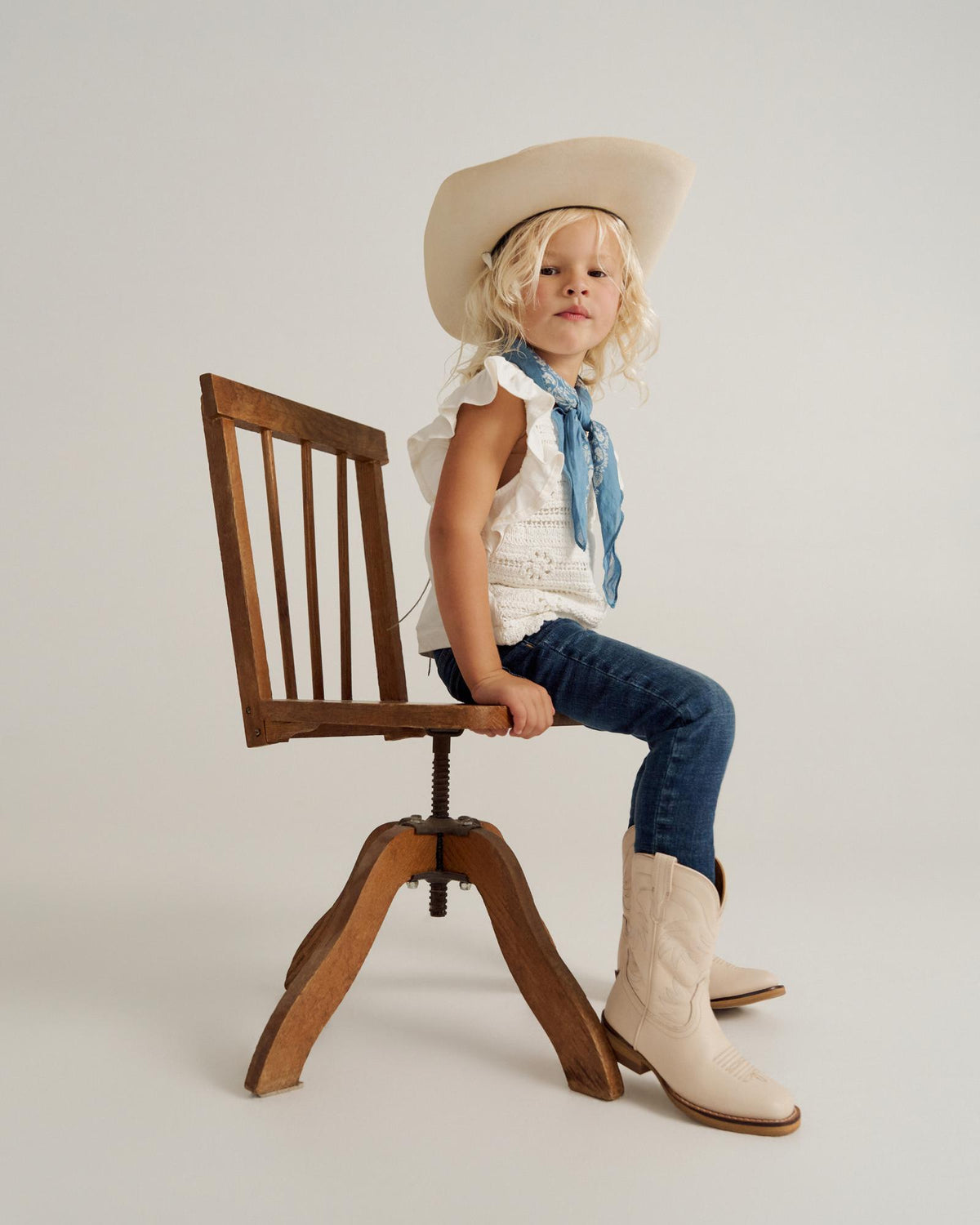 Full view of The Annie Toddler - Bone on model