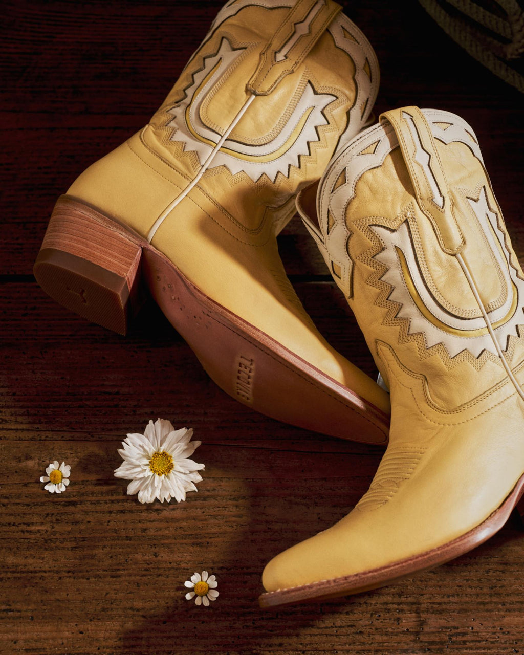 View of The Jolene - Pale Yellow Cowhide