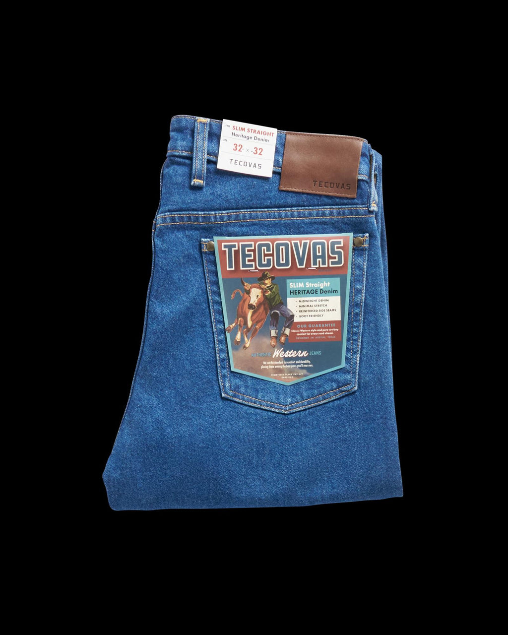 View of Men's Slim Straight Heritage Denim - Medium Blue