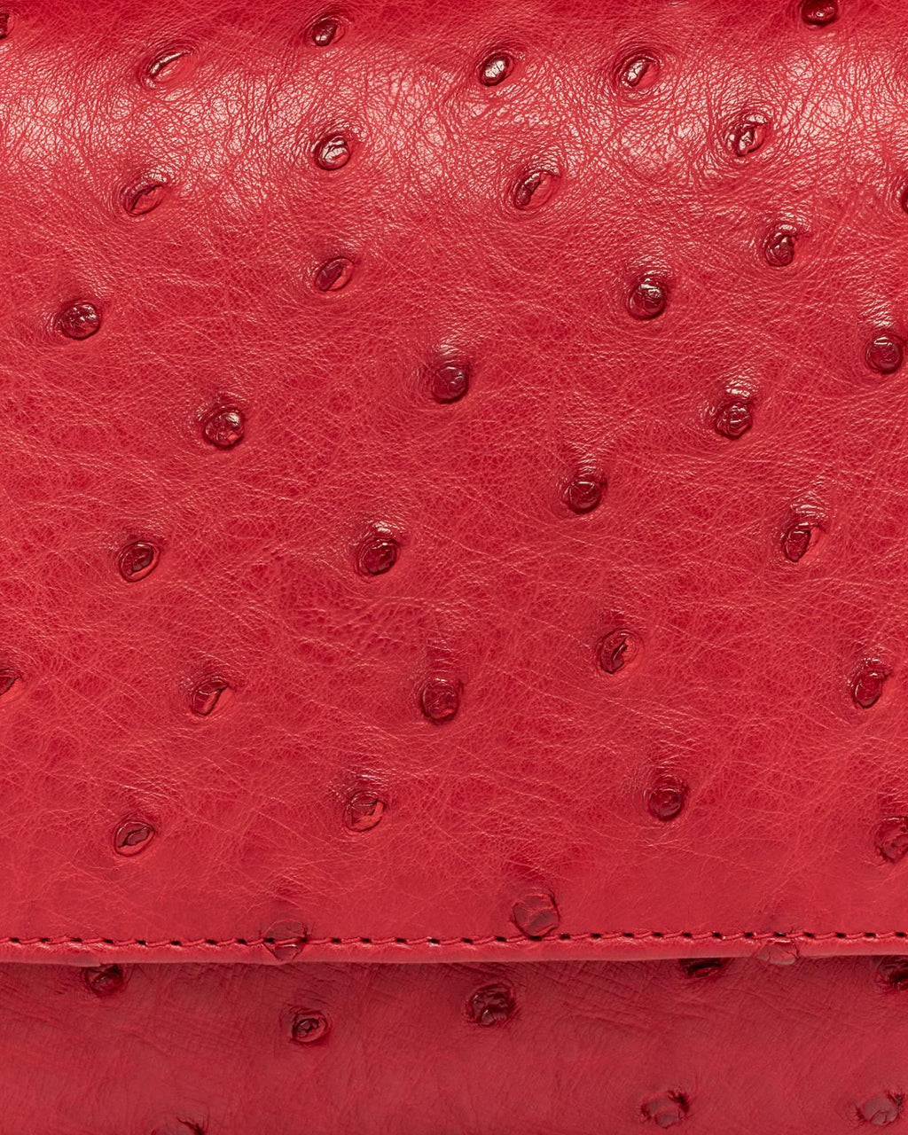 Closeup view of Ostrich Flap Shoulder Bag - Barn Red