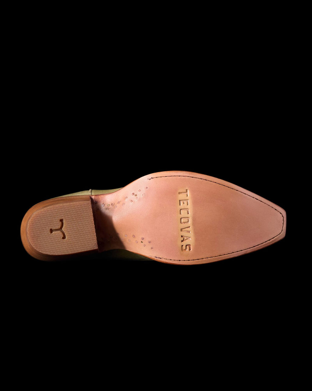 Sole view of The Annie - Light Sage Cowhide on plain background