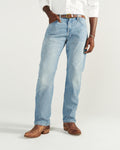 Front view of Men's Straight Crafted Denim - Light Wash on model
