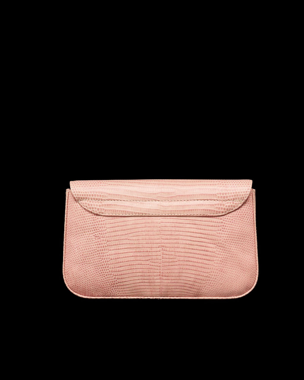 A pink textured clutch purse with a flap closure, displayed against a plain white background.