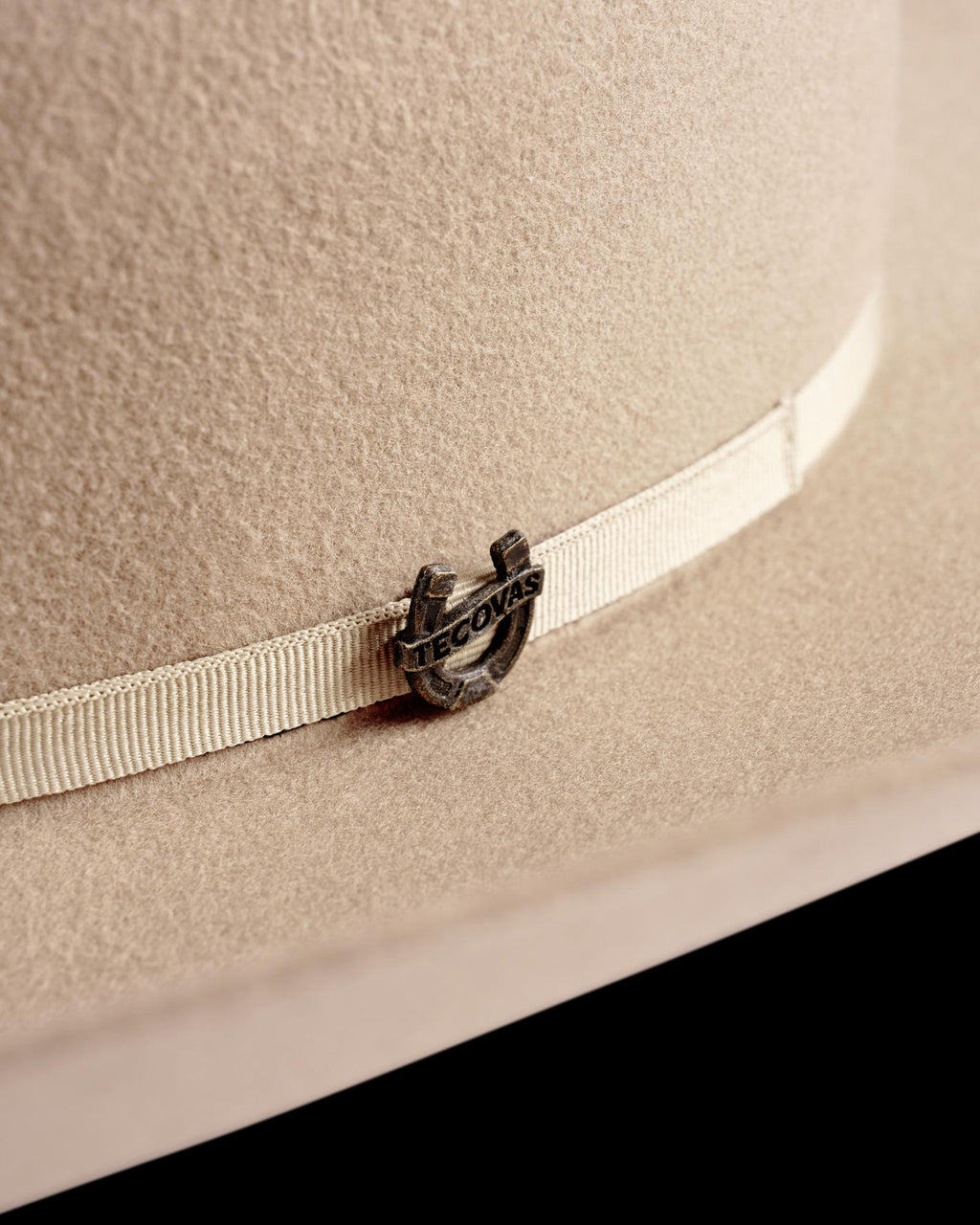 Closeup view of Cattleman Wool Cowboy Hat - Khaki