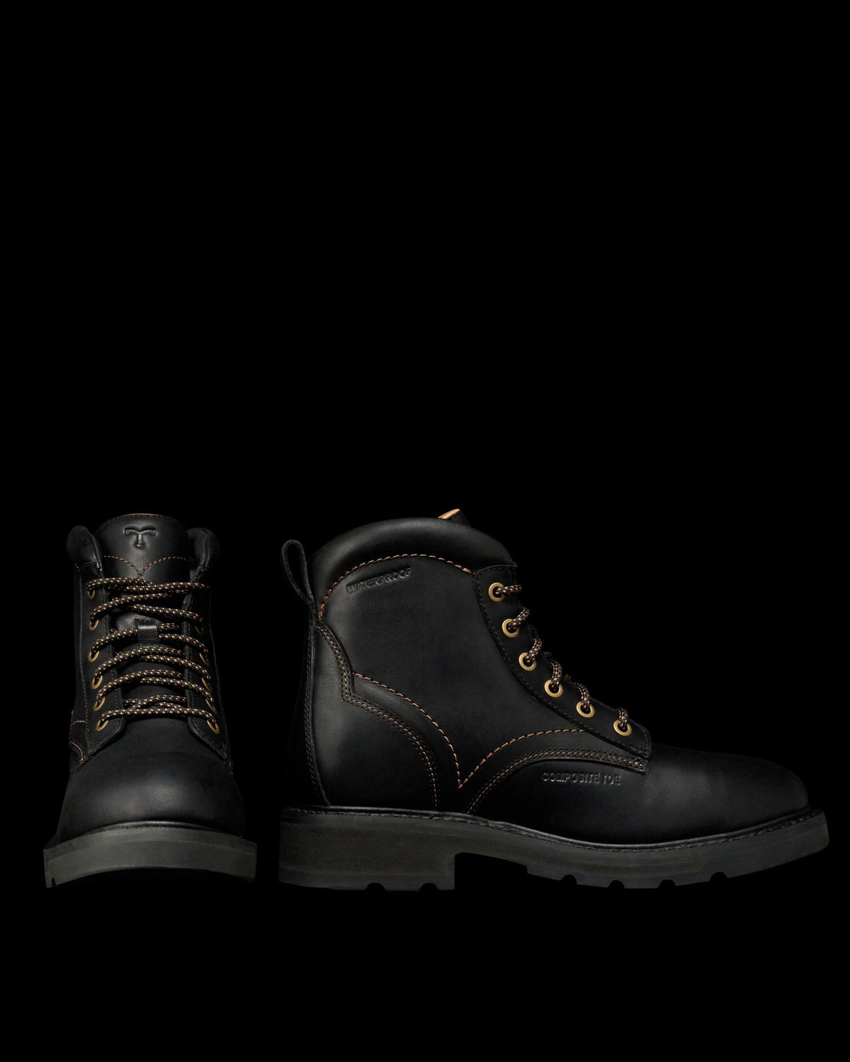 Pair view of LongHaul Waterproof Lace Up Composite Toe Work Boot - Midnight on plain background