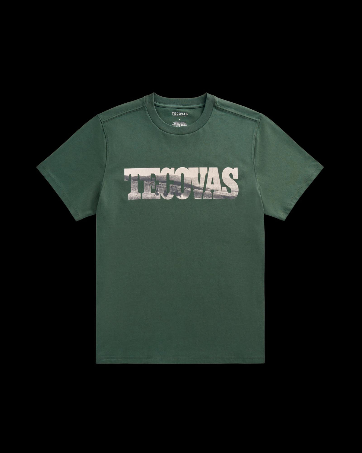 Front view of Men's Letter Fill T-Shirt - Hunter Green on plain background