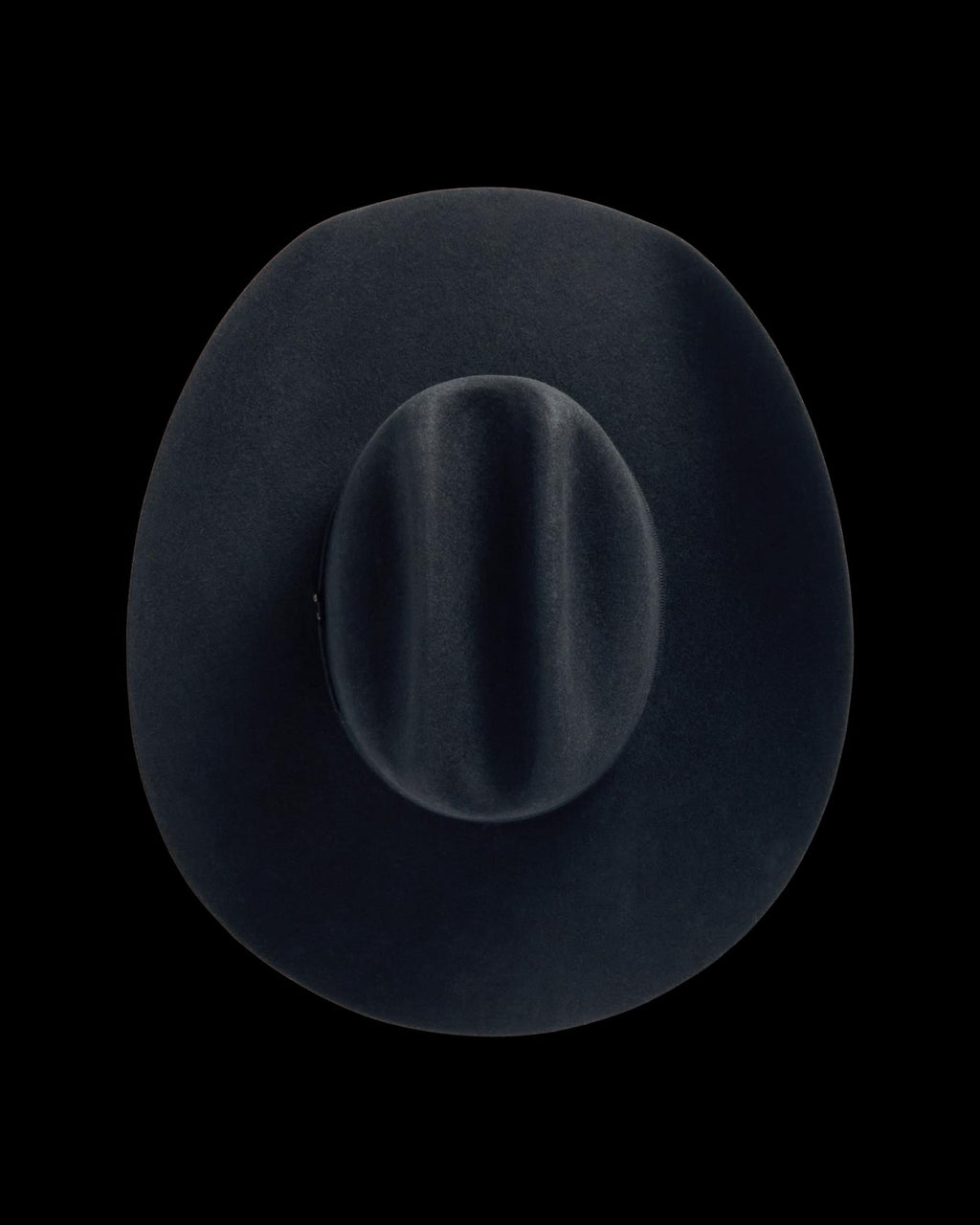 Top view of Cattleman Wool Cowboy Hat - Black on plain background