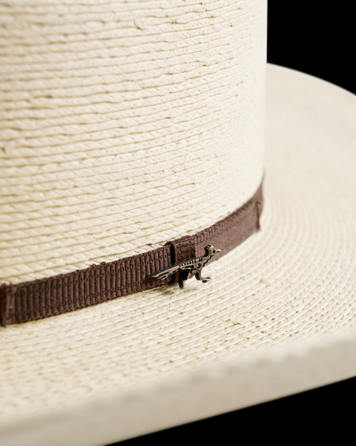 Closeup view of Cattleman Palm Cowboy Hat - Natural
