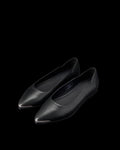 Quarterfront view of The Misty - Midnight Cowhide on plain background