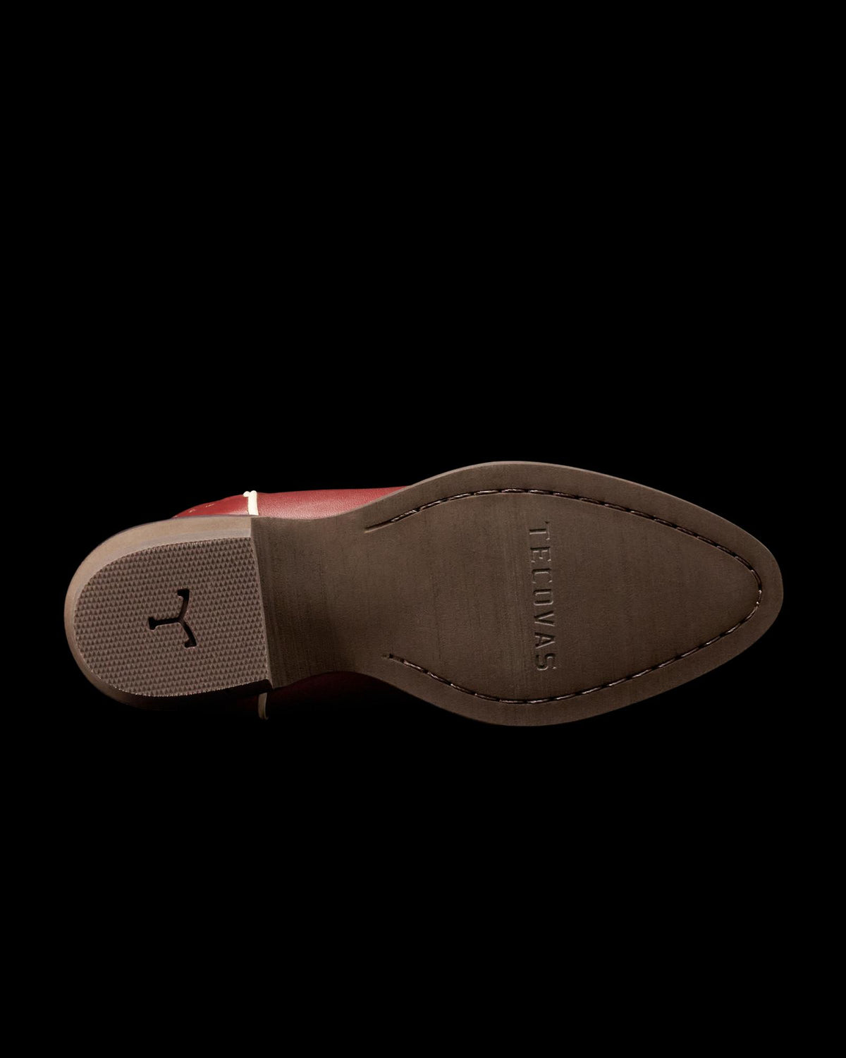 Sole view of The Annie Kid - Scarlet Cowhide on plain background