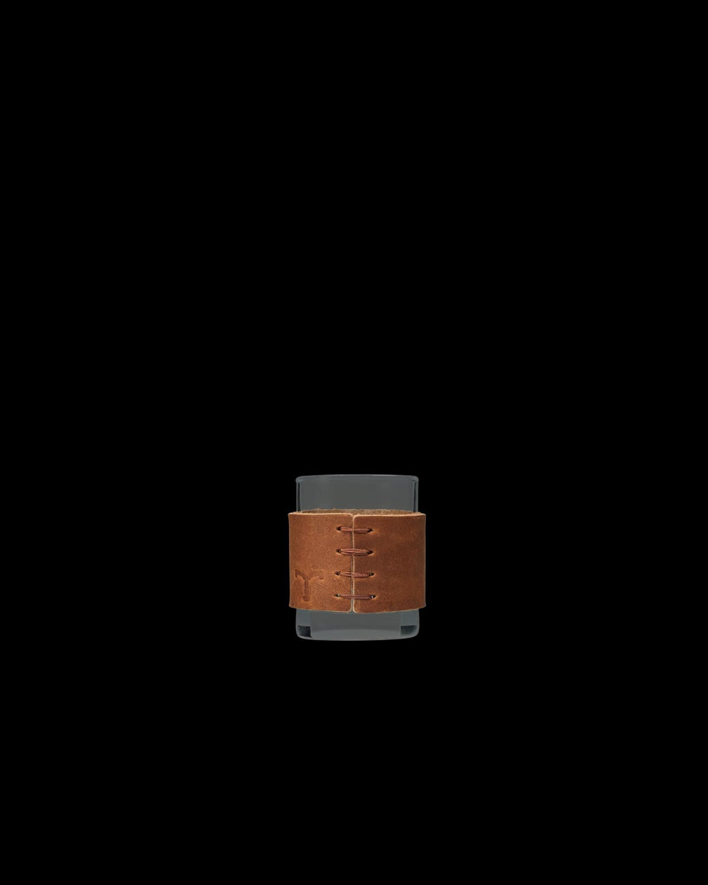 Back view of Leather Tasting Glass - Brown on plain background