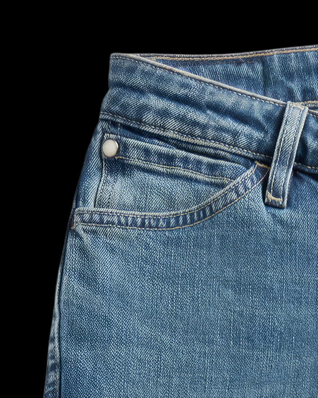Closeup view of Women's Mid-Rise Slim Flare - Medium Wash