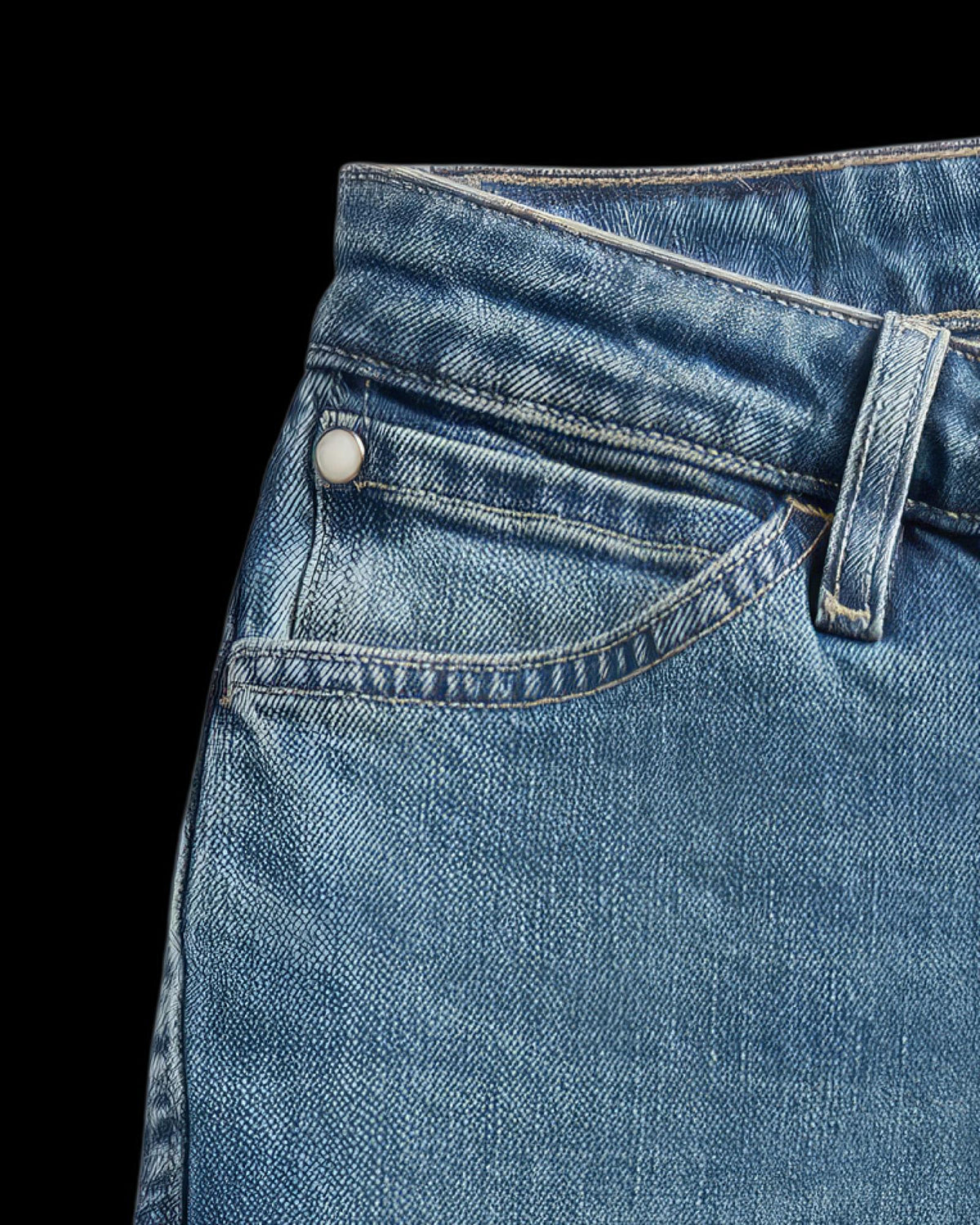 Closeup view of Women's Mid-Rise Slim Flare - Medium Wash