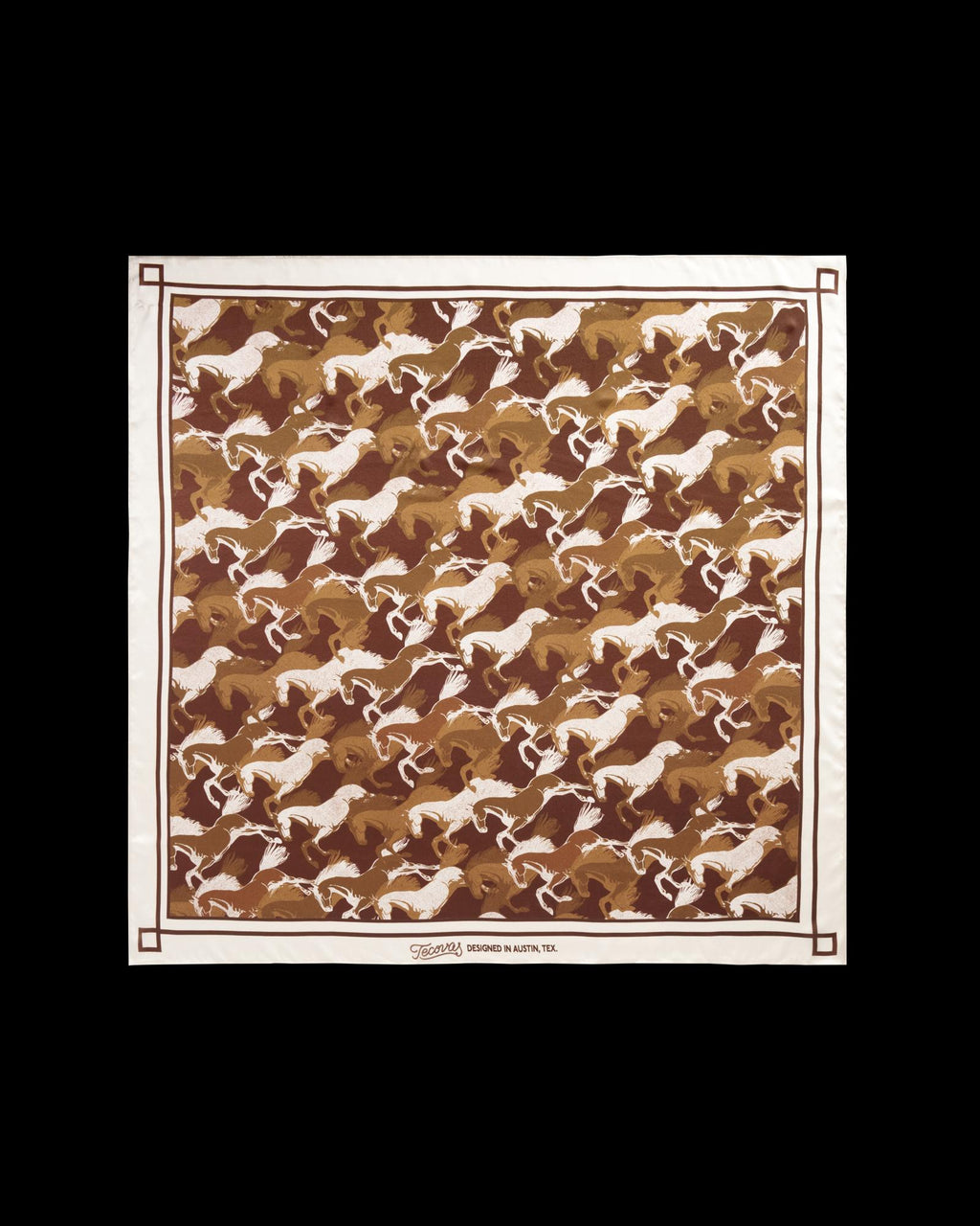 Front view of Running Horses Wild Rag - Brown Multi on plain background