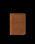 Front view of Bison Bifold Card Case - Tan on plain background