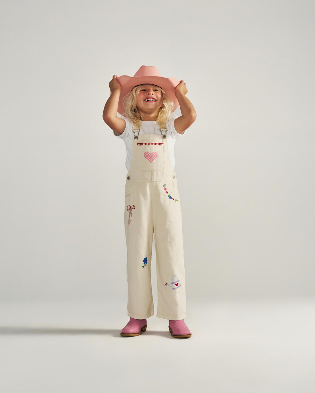 Full view of The Annie Hearts Toddler - Wild Rose on model