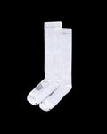 Quarterfront view of Boot Socks - White on plain background