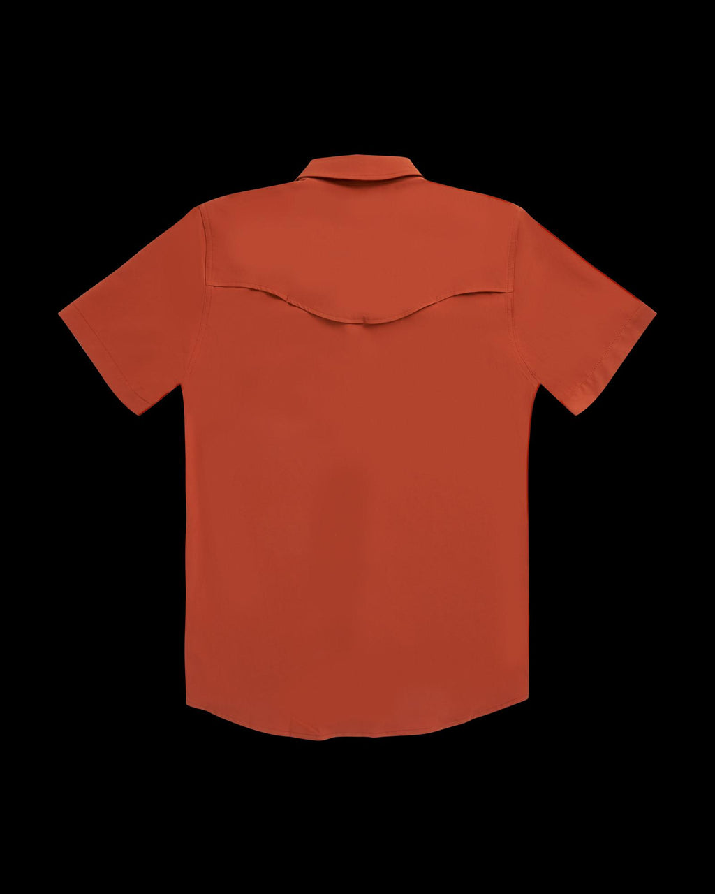 Closeup detail view of Men's Performance Western Pearl Snap SS - Orange Rust