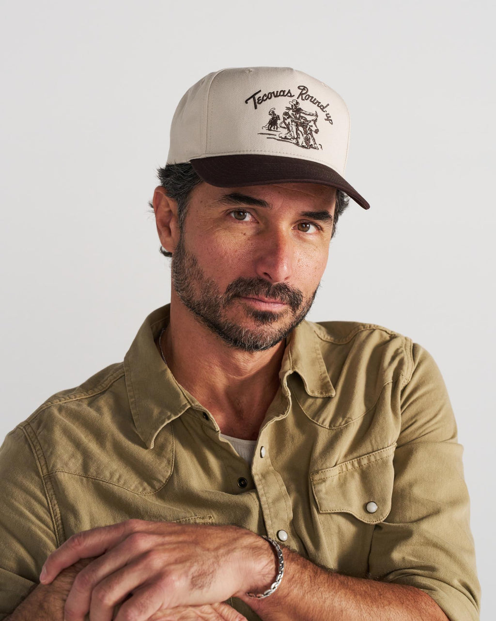 View of Tecovas Round-Up Hat - Cream/Brown