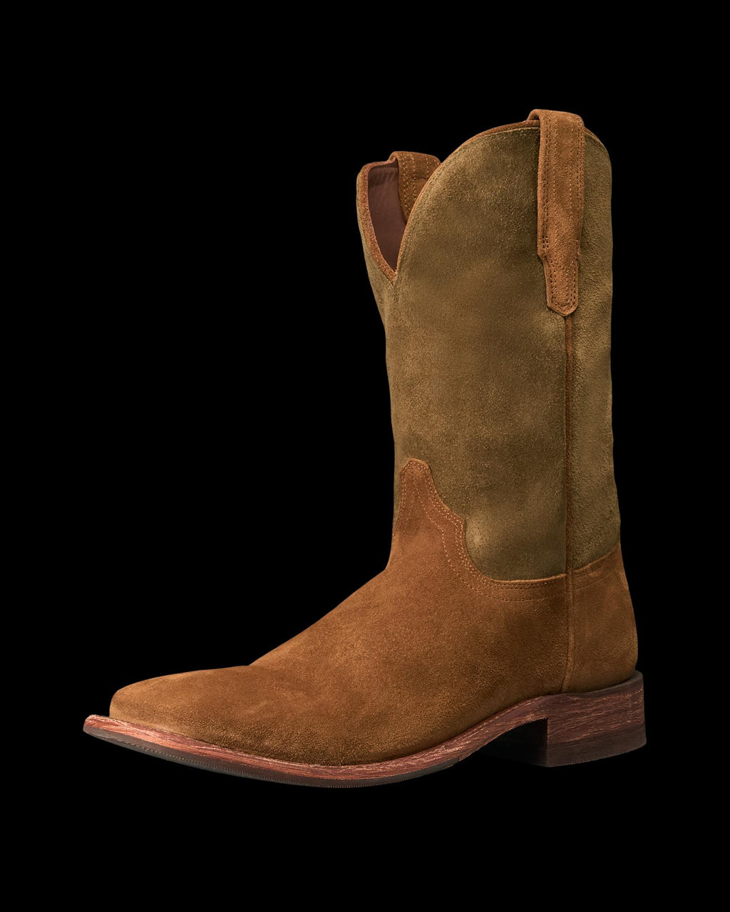 Quarterfront view of The Doc Horizon - Sienna Suede on plain background