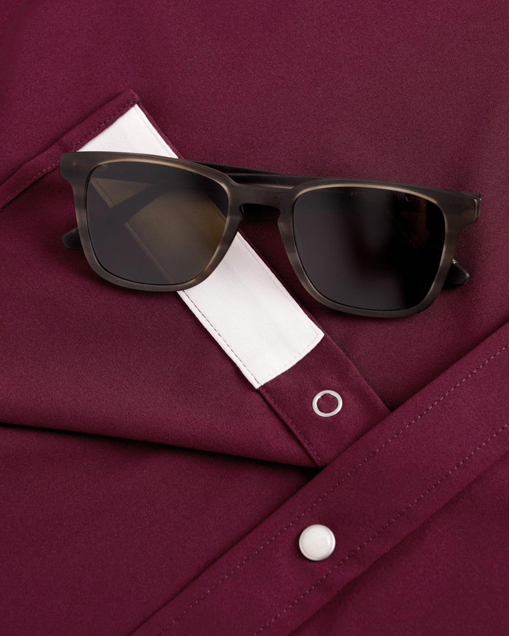 Closeup detail view of Men's Performance Western Pearl Snap - Maroon