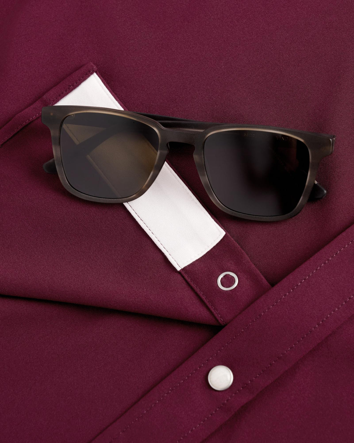 Closeup detail view of Men's Performance Western Pearl Snap - Maroon