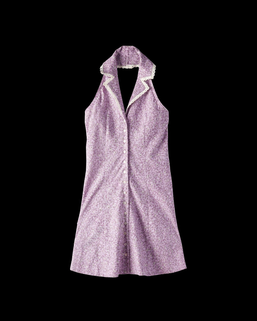 Front view of Women's Sleeveless Collared Mini Dress - Purple on plain background