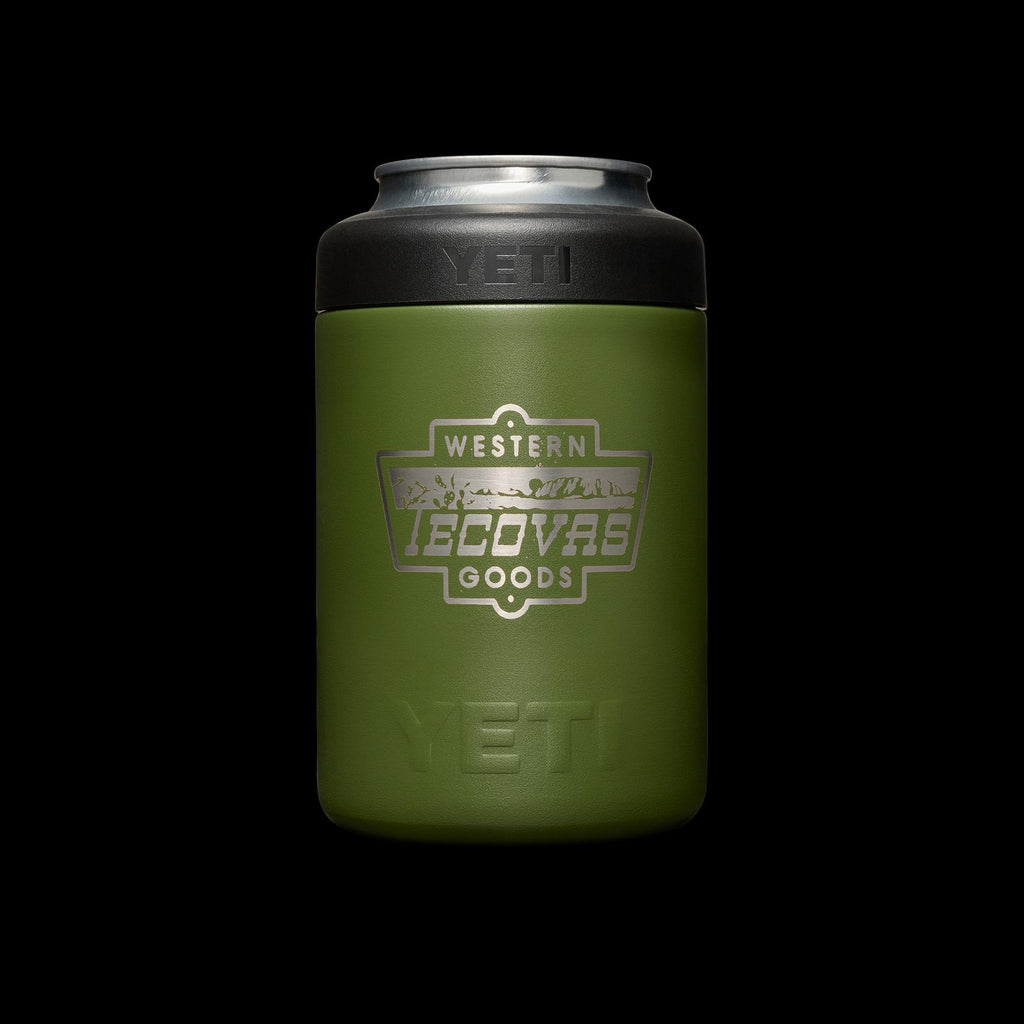 Olive green Yeti bottle with tecovas logo