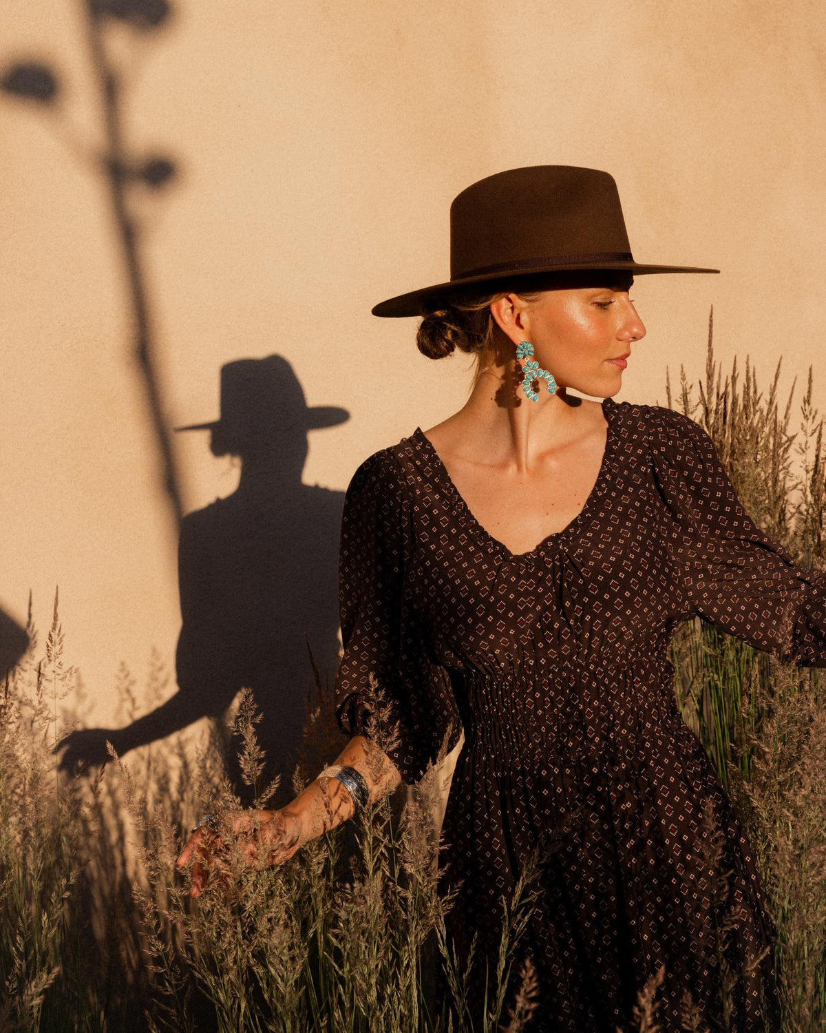 View of The Belle Wool Cowgirl Hat - Medium Brown